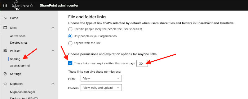 onedrive for business link expiration extend